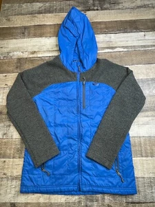REI Boys Hybrid Puffer Fleece Jacket Blue Grey Size L 14-16 Boys Full Zip Nano - Picture 1 of 8