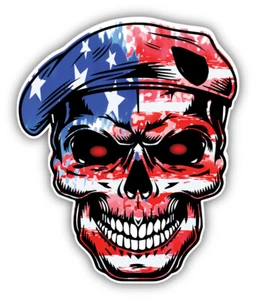 USA Flag Skull Vinyl Sticker Decal - Picture 1 of 1
