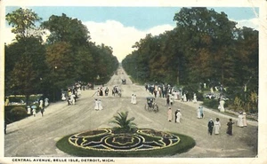 Postal de Central Avenue Belle Isle People Walking Detroit Michigan 1908 - Imagen 1 de 2