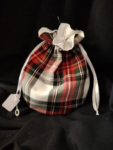 Red & White Tartan Plaid Drawstring Bag Burns Night Fancy Dress Scottish - Picture 1 of 2