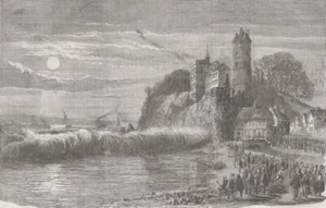 SEINE. High Tide, Tancarville Point, opp. Quillebeuf 1860 old antique print - Picture 1 of 1