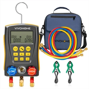 Refrigeration Digital Manifold Gauge Set HVAC System Vacuum Pressure Temp Tester - Picture 1 of 7