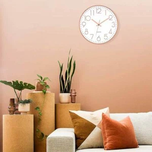 30cm Rose-Gold Wall Clock Analogue Silent White - Picture 1 of 6