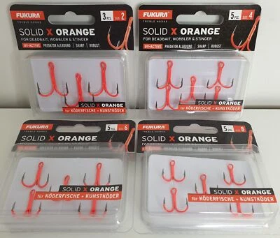 Lieblingsköder Fukura Solid X Orange Drillinge Gr. 2 4 6 8 Uv-Active UV NEW OVP