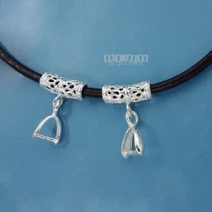 Conector de fianza colgante de tubo curvo ondulado de plata esterlina maciza de 2 piezas #33341 - Imagen 1 de 2