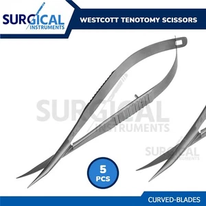 5 Piezas Tijeras de Tenotomía Westcott 4.5" Curvas Acero Inoxidable Instrumentos Quirúrgicos Oculares - Imagen 1 de 3