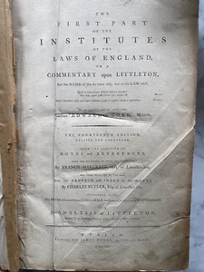 1791 Folio First Part INSTITUTIONS Laws of England Real Property Edward Coke - Picture 1 of 12