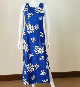 Maxi abito donna hawaiano Lava Hut taglia S blu e bianco floreale senza maniche - Foto 1 di 5