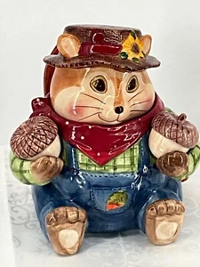 Harvest Ceramic Squirrel Cookie Jar w/ Napkin Holder, Salt/Pepper and a Toothpic - Picture 1 of 9
