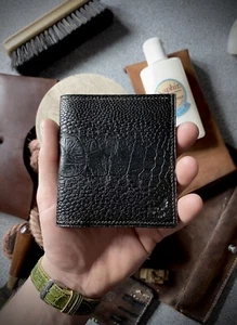 Dunkelbraune Luxus Herren Geldbörse mit Straußenbein, Kreditkartenbörse - Bild 1 von 9