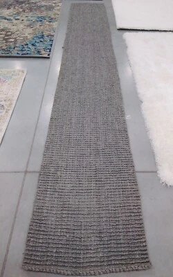 LIGHT GREY 2'-6" X 18' Broken Thread Rug, Reduced Price 1172708520 NF447G-218 - Image 1 of 4