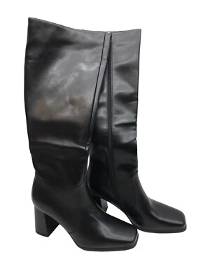 Modatope Knee High Boot Women Chunky Heel Square Toe Tall Black MT-B2323 Size 10 - Image 1 of 4