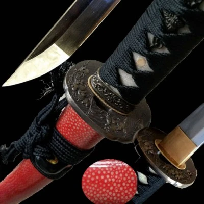 Katana espada corta Wakizashi Samurai de acero al carbono 1095 forjada a mano #2496 Foto 1 de 4