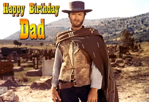 Tarjeta de cumpleaños personalizada Clint Eastwood Spaghetti Western puñado de dólares - Imagen 1 de 6