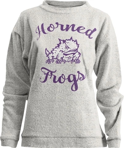Womens TCU Texas Christian Sweatshirt Comfy Terry L/S Crew Cover