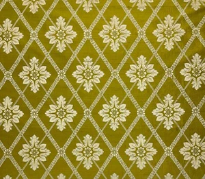 FABRICUT ZEVIDA BAMBOO HANDPRINTED FLORAL TRELLIS 100% SILK FABRIC BTY 52"W - Picture 1 of 8