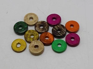 100pcs 12mm (1/2") Mixed Color Coconut Heishi Beads -Natural Column Spacer Beads - Bild 1 von 6