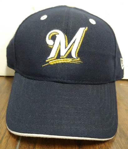 New Era ONE SIZE FITS ALL Cap MLB Navy Milwaukee Brewers Hat ⚾ EXC Cover