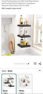 Fixwal Floating Shelves for Wall, Small Black Shelves Wall Mounted Shelf for... - Picture 1 of 8