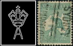 1915 Australia 1/- Aqua 2nd Watermark Kangaroo Stamp Good To Fine Used - Bild 1 von 1