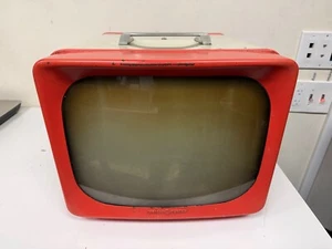 VINTAGE GE GENERAL ELECTRIC ORANGE ENAMEL METAL CASE TELEVISION TV Model 14t016 - Picture 1 of 14