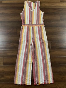 Drew Women's Size Medium Orange Yellow Stripe Sleeveless Jumpsuit - Picture 1 of 9