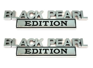 2pcs Black Pearl Edition Decals Sticker 3D Raised Letter Emblem Black chrome - Picture 1 of 5