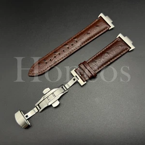 Cinturino orologio in vera pelle di struzzo marrone adatto per chiusura Tissot PRX + adattatore US - Foto 1 di 4