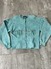 Stone Aged Rockwear Vtge Western Tribal Teal Green Sweater Size S Made in USA