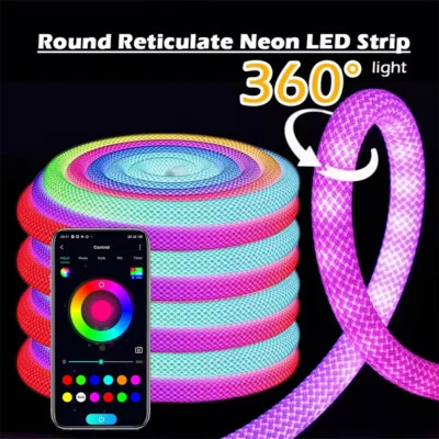 2m DC 5V 360 Degree Round Reticulate RGB Neon LED Strip Lights Kit Flexible IP67 - Image 1 of 4