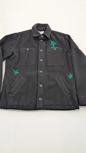 Percival Casentino Wool Overshirt Mens M Black Botanical Embroidered - Picture 1 of 10