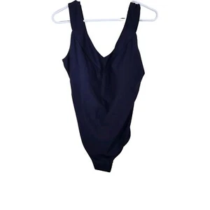womens one piece bathing suit dolphin aquashape blk ribbed vneck sz18 crossback - Picture 1 of 13