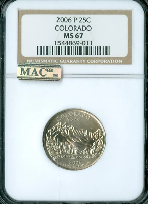 2006 P COLORADO QUARTER NGC MS67 PQ BUSINESS STRIKE MAC SPOTLESS * - Image 1 of 2