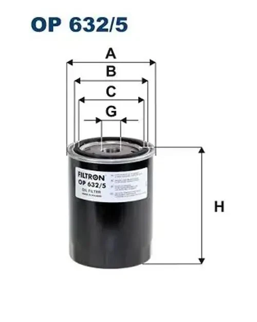 Oil filter Spin-on Filter OP 632/5 FILTRON for KIA HYUNDAI - Image 1 of 1