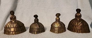 Brass Vintage Lot Of 4 Figural Elizabethan Victorian Lady Tea Bells - Picture 1 of 9