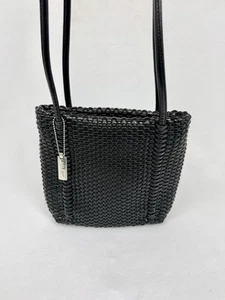 Nine West Kunstleder schwarz Korbgeflecht geflochten Schultertasche Handtasche P2 - Bild 1 von 8