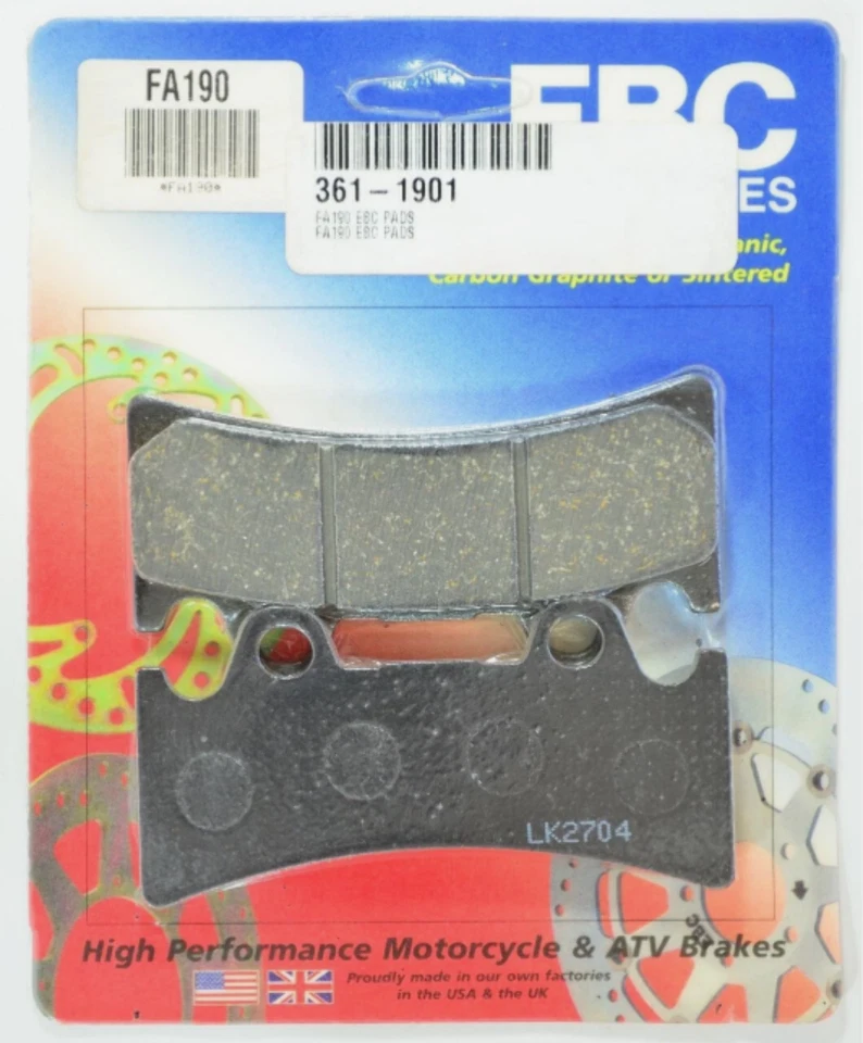 Pastilhas de freio orgânicas EBC FA190 94-97 Triumph Daytona 900 Yamaha FZR1000 YZF750R - Imagem 1 de 4