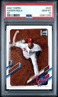 Topps #537 2021 Aaron Nola PSA 10 SP PSA 10 Foto 1 de 2