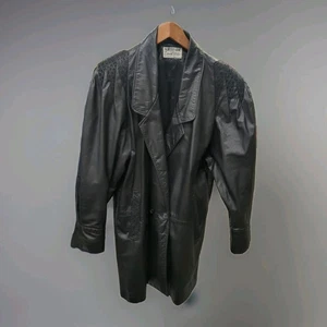 Vintage 1980 Northside Fashions Lederjacke schwarz Damengröße Large hergestellt in den USA - Bild 1 von 11
