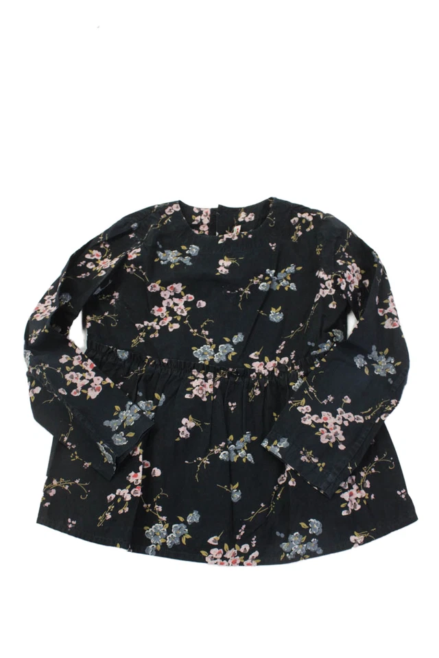 Bonpoint Girls Cotton Long Sleeve Floral Print Blouse3 Blue Size 6 - Image 1 of 4