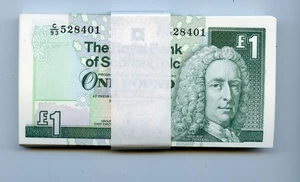 Royal Bank of Scotland 100 X £1 Notes 2001 Uncirculated & Consecutive Numbers - Picture 1 of 3
