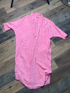 Universal Threads Shirt Dress Sz L Pink Linen/Rayon Oversized Midi Lagenlook - Picture 1 of 6
