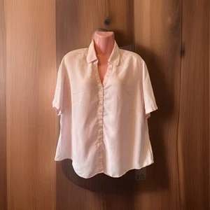 Vintage M&S Pale Pink Shirt Open Neck Button Detail S/S Size 20 Ex Cond - Picture 1 of 7