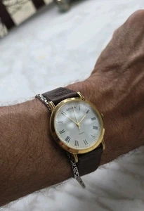 Reloj Gruen Vintage Hombre 34mm Tono Dorado Cuadrante Número Romano Clásico Hombre Vestido - Imagen 1 de 11