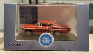 Oxford Diecast 1958 Chevrolet Impala Sports Coupe 1:87 pressofuso auto Rio rosso - Foto 1 di 5