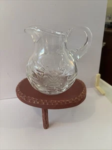 Crystal Glass Cut Etched Rose Floral Pitcher With Handle 6” - Picture 1 of 6