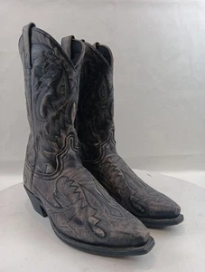 Laredo  Cowboy Boots Mens Size 8.5 Black Leather Distressed Snip Toe Style 68407 - Picture 1 of 20