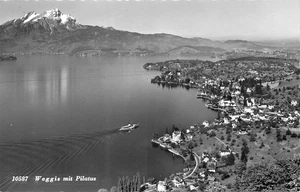 Weggis con Pilato - Cartolina storica Lago dei Quattro Cantoni Svizzera - Foto 1 di 2