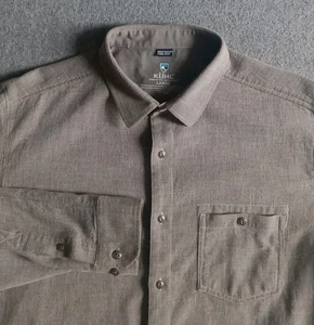 Camisa Kuhl 5 Paneles Para Hombre L Beige Manga Larga Abotonada Waffle Tejido Logo Usada en Excelente Condición - Imagen 1 de 12