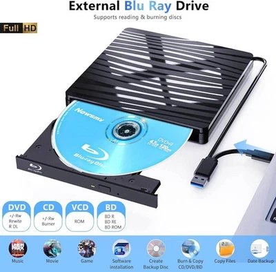 Masterizzatore Blu-Ray USB 3.0 Esterno per CD DVD PC Laptop Windows MacBook - Immagine 1 di 4